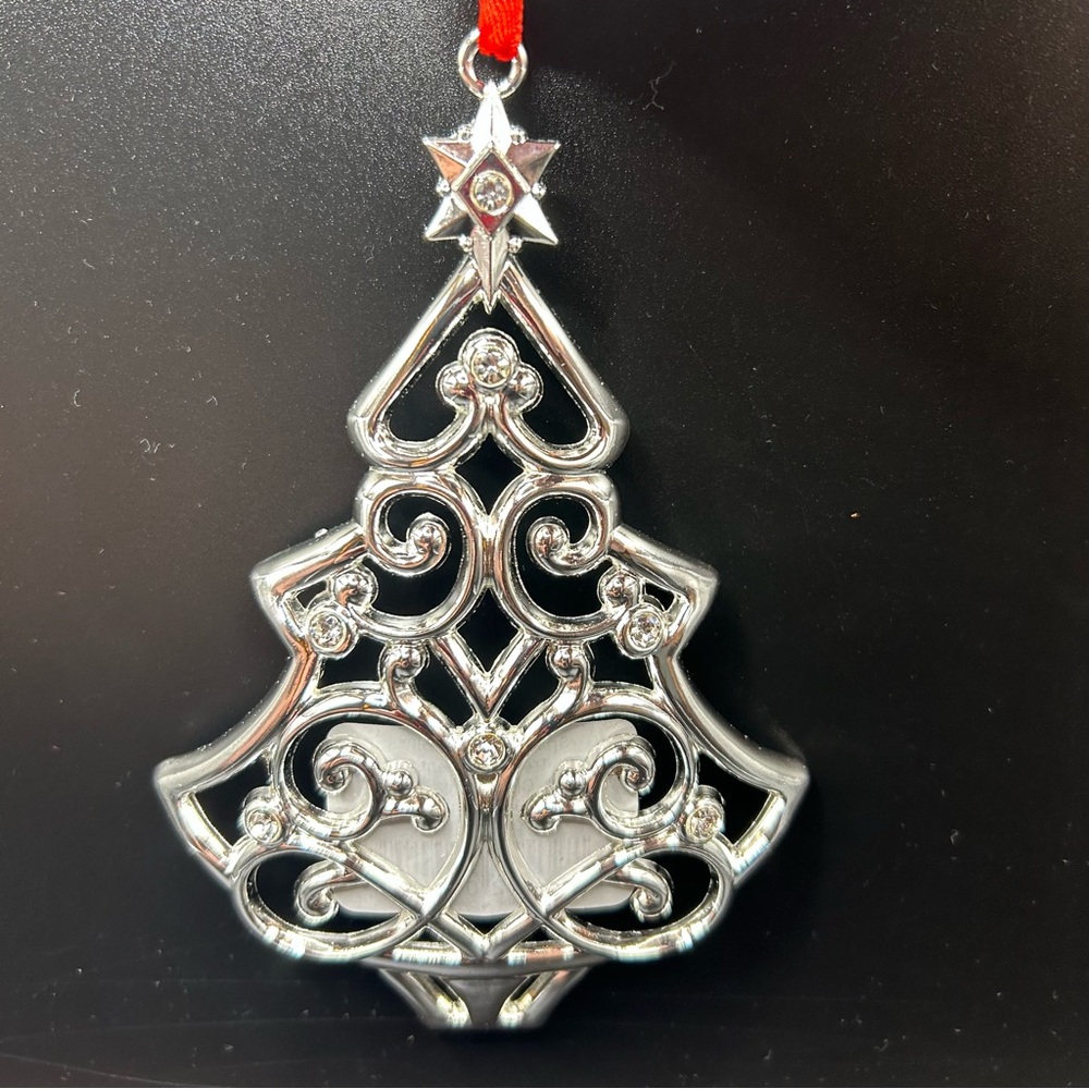 LENOX Sparkle and Scroll Christmas Tree Ornament, Clear Gems